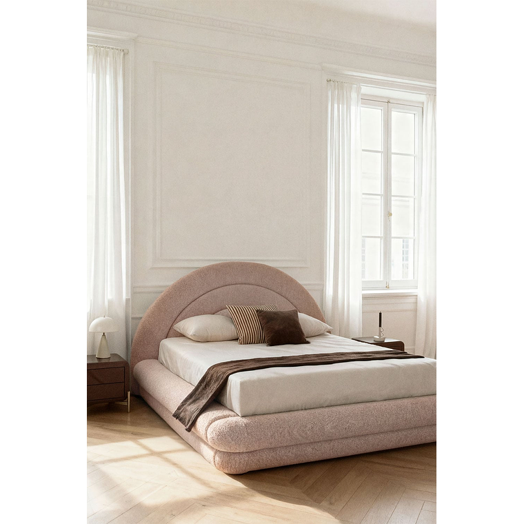 Cama con canapé abatible en tela bouclé Borzensi 1