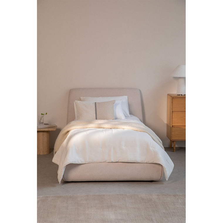 Cama para colchón 90x190cm con canapé abatible en tela beige crema Norena 1