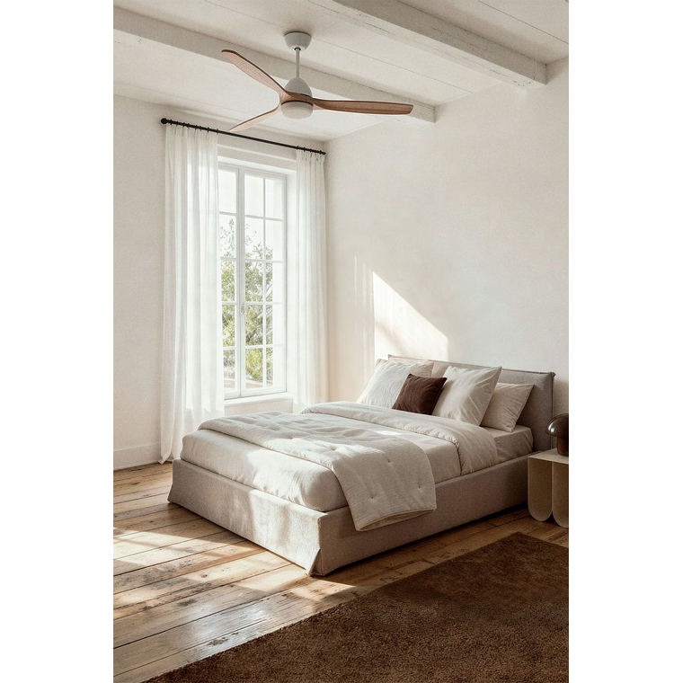 Cama para colchón 135x190cm con canapé abatible en chenilla blanco roto Lorea 1