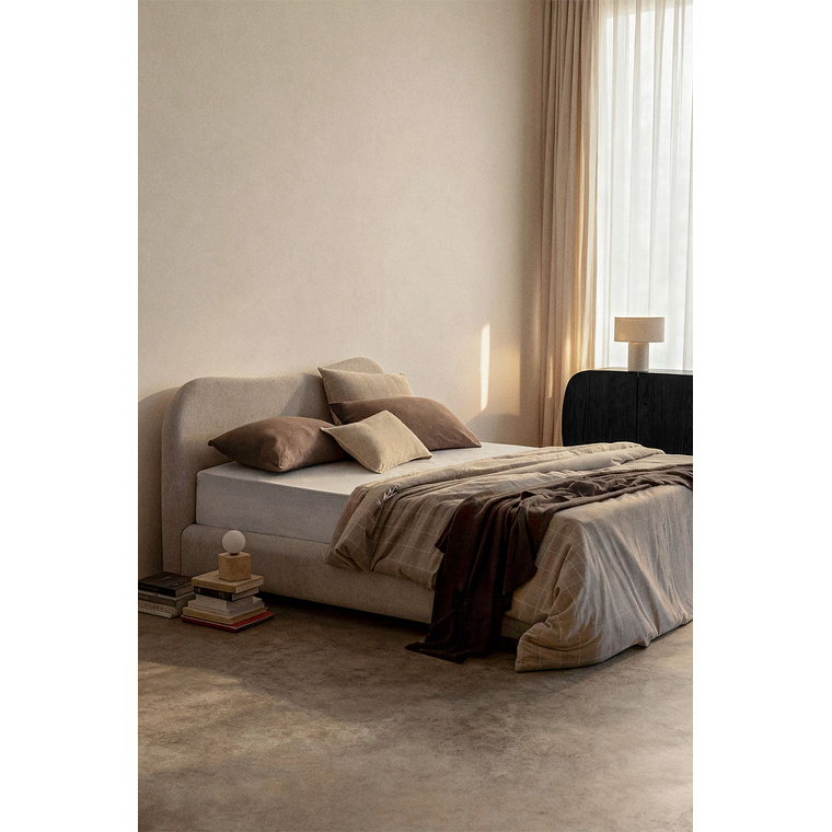 Cama para colchón 160x200cm con canapé abatible en tela beige crema Winselet 1