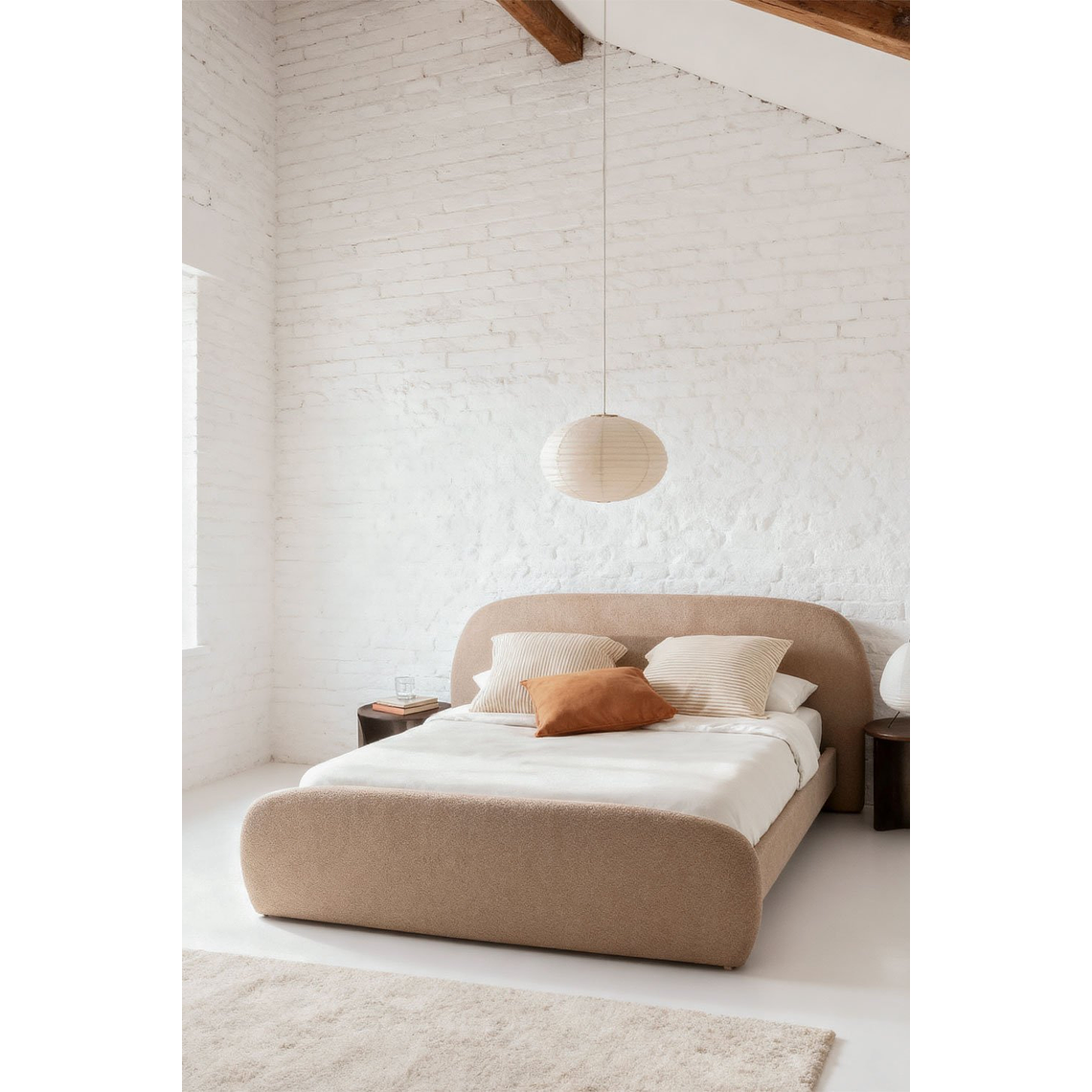 Cama en tela bouclé Brunel 1