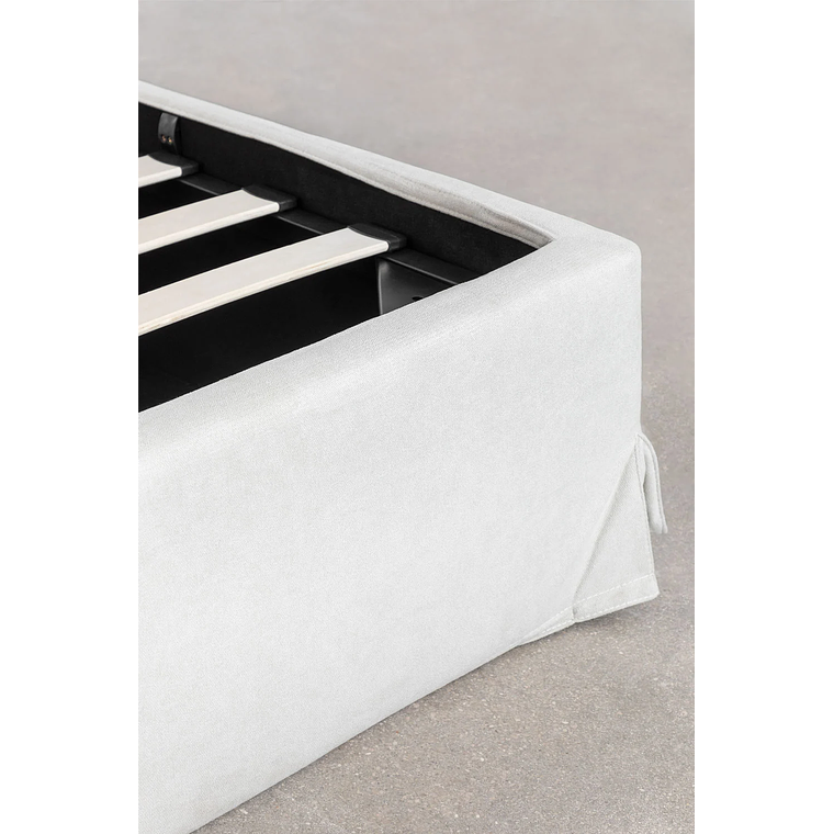 Cama para colchón 180x200cm con canapé abatible en chenilla blanco roto Lorea 6