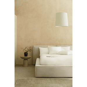 Cama Europea 2 Plazas NASSIKA Lunari con Canapé Abatible para Colchón 140x190 cm en Chenilla