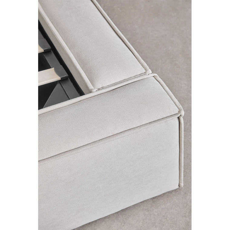 Cama Europea 2 Plazas NASSIKA Lunari con Canapé Abatible para Colchón 140x190 cm en Chenilla 7