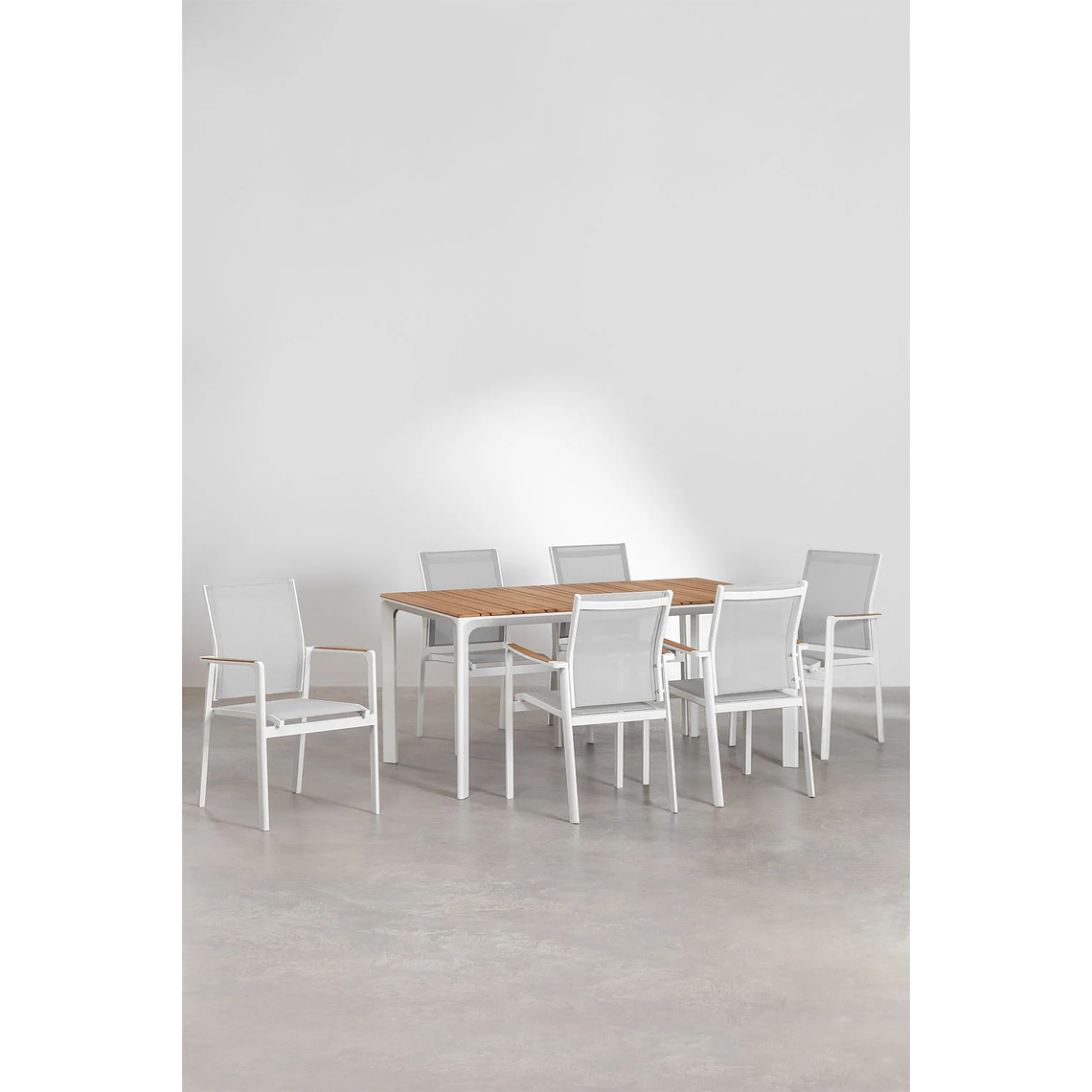 Set de Comedor Exterior Katiana - Elvira: Mesa de Aluminio y Madera de Teca  1