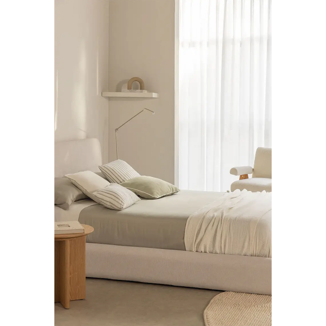 Cama Norena: Canapé Abatible en Tela Beige Crema 1