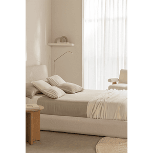 Cama Norena: Canapé Abatible en Tela Beige Crema