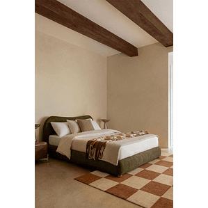 Cama para colchón 180x200cm con canapé abatible en tela verde salvia Winselet