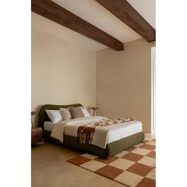 Cama para colchón 180x200cm con canapé abatible en tela verde salvia Winselet 1