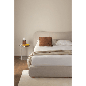 Cama para colchón 200x200cm con canapé abatible en tela beige crema Winselet