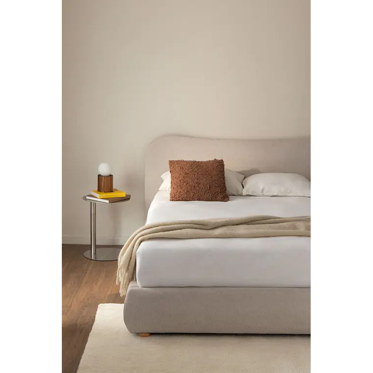 Cama para colchón 200x200cm con canapé abatible en tela beige crema Winselet 1