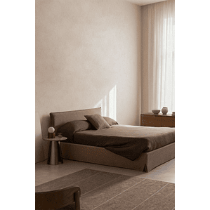 Cama para colchón 160x200cm con canapé abatible en bouclé marrón trigo Lorea