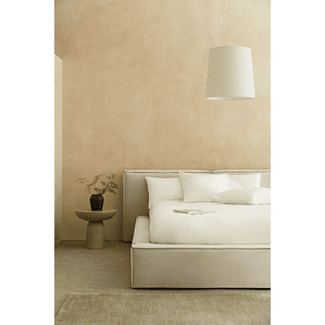 Cama para colchón 140x190 cm con canapé abatible en chenilla blanco roto Lunari