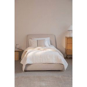 Cama para colchón 90x190cm con canapé abatible en tela beige crema Norena