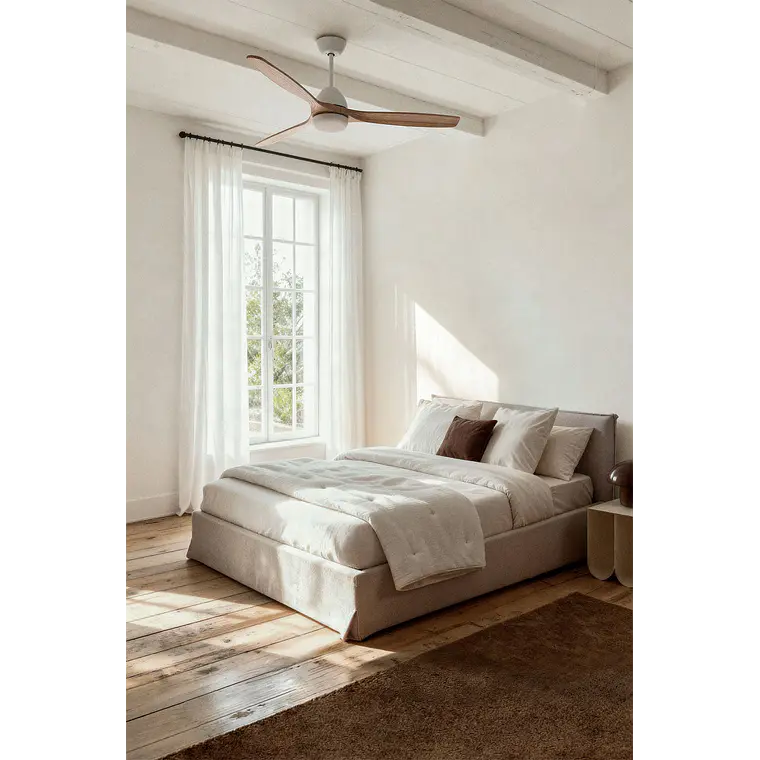 Cama para colchón 135x190cm con canapé abatible en chenilla blanco roto Lorea 1