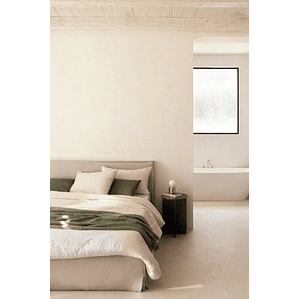 Cama para colchón 180x200cm con canapé abatible en chenilla blanco roto Lorea