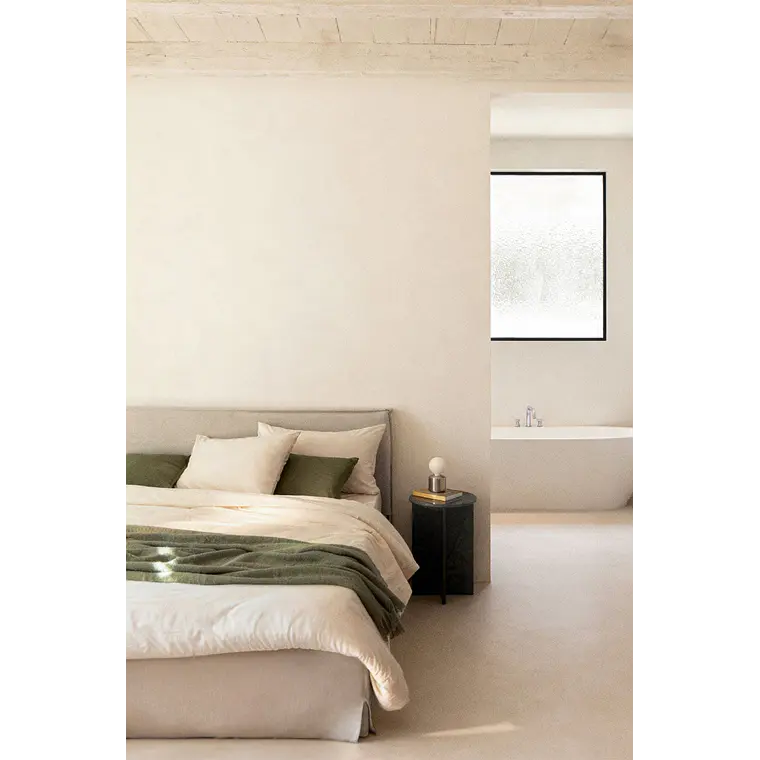 Cama para colchón 180x200cm con canapé abatible en chenilla blanco roto Lorea 1