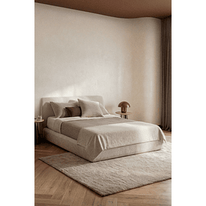 Cama para colchón 150x190cm con canapé abatible en tela beige crema Norena