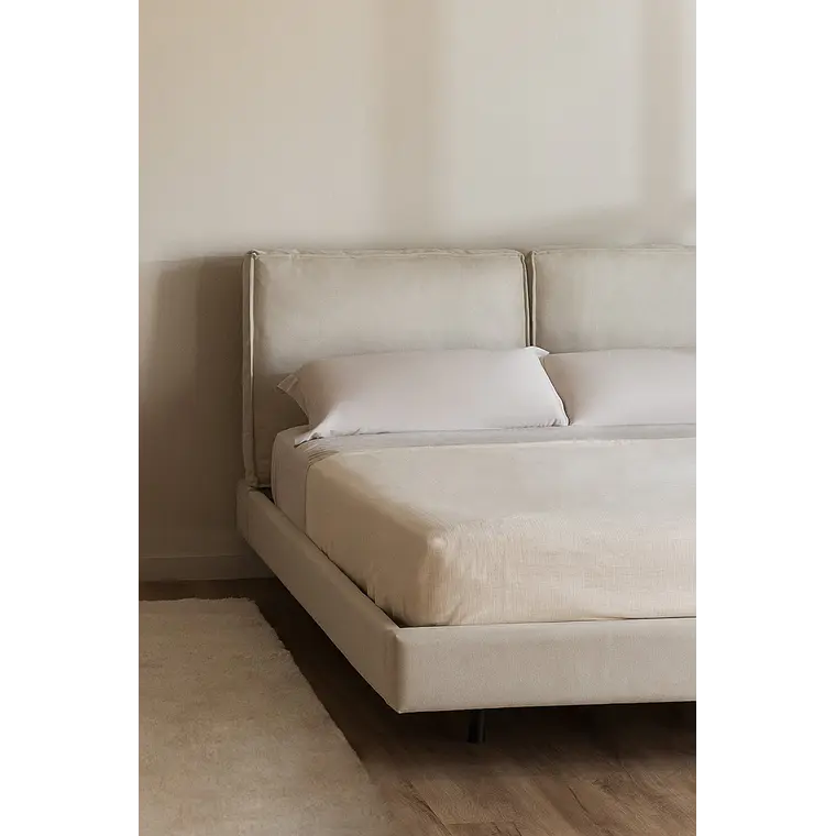 Cama tapizada para colchón 160x200cm blanco roto Ketia 1