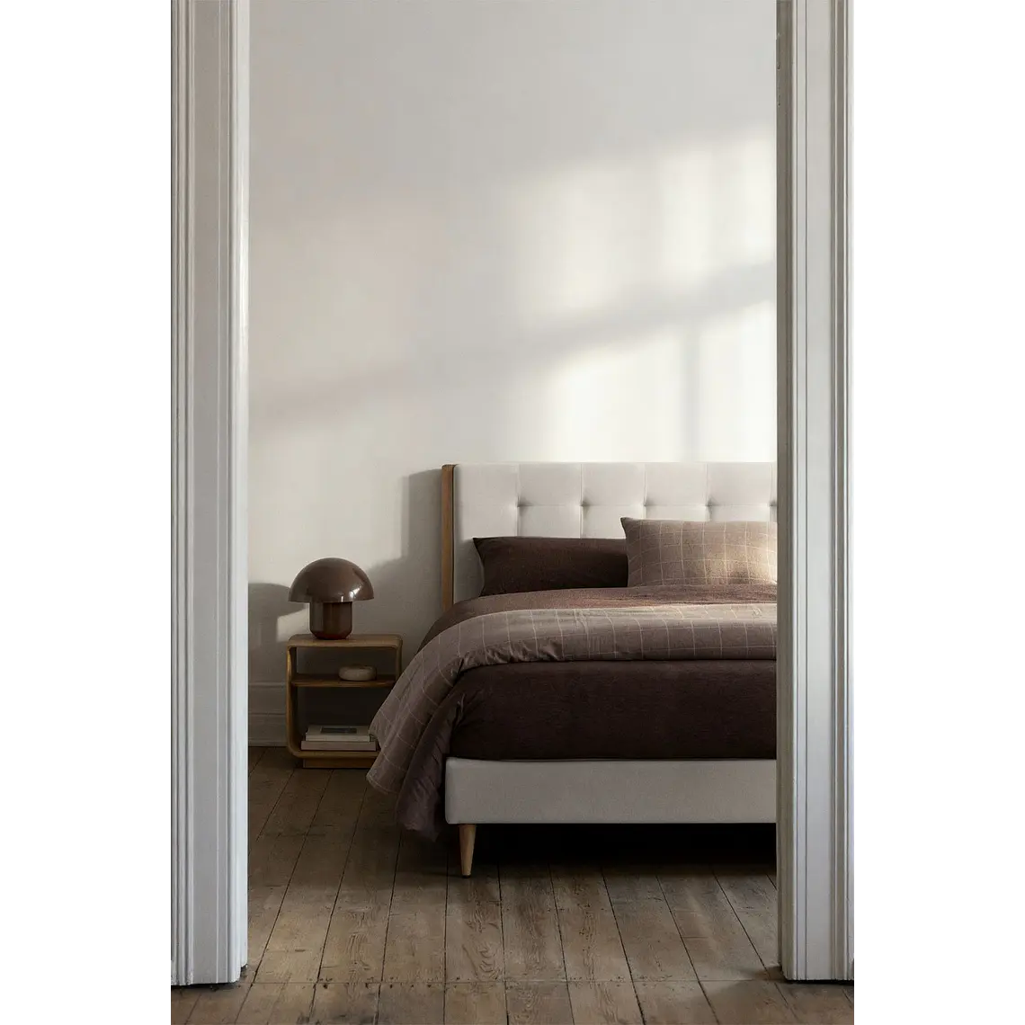 Cama tapizada para colchón 160x200cm blanco roto Samira 1