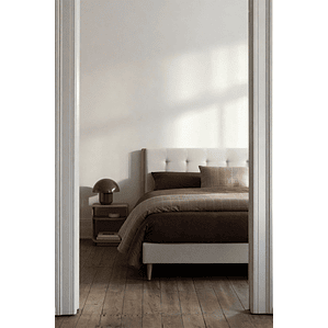 Cama tapizada para colchón 160x200cm blanco roto Samira