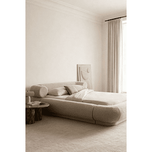 Cama en tela bouclé Bernaste