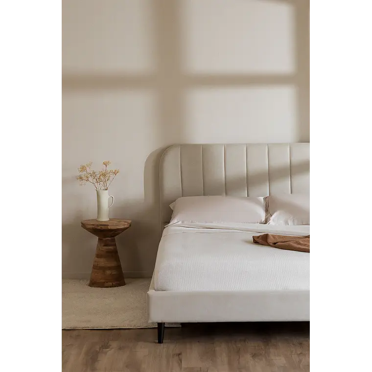 Cama tapizada para colchón 160x200cm blanco roto Maialen 1