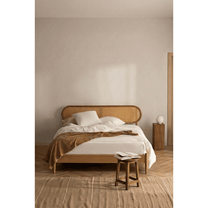 Cama para colchón 160x200cm en madera natural Fraser
