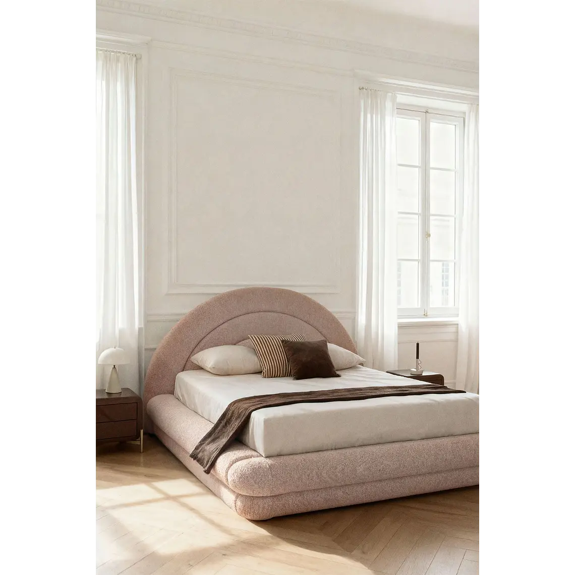 Cama con canapé abatible en tela bouclé Borzensi 1