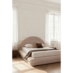 Cama con canapé abatible en tela bouclé Borzensi