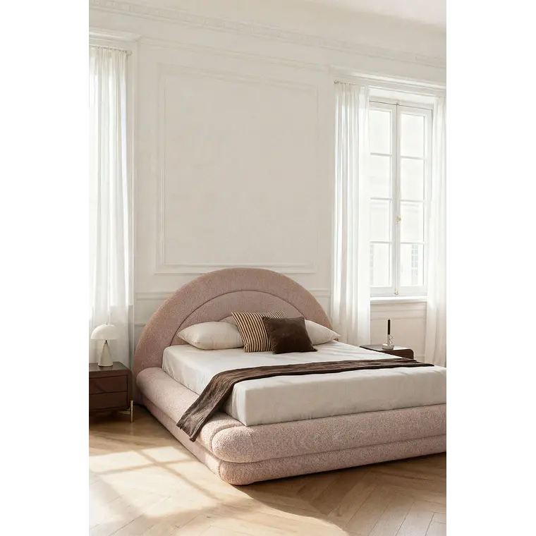 Cama con canapé abatible en tela bouclé Borzensi 1