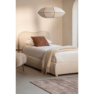 Cama para colchón 90x190cm con canapé abatible en tela beige crema Winselet