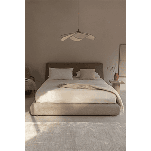 Cama para colchón 160x200cm con canapé abatible en tela marrón arena Norena