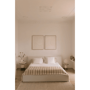 Cama para colchón 160x200cm con canapé abatible en chenilla blanco roto Lunari