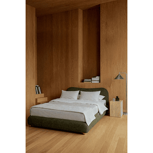 Cama para colchón 160x200cm con canapé abatible en tela verde salvia Winselet