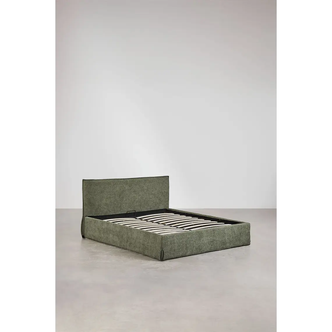 Cama Lorea Verde Salvia: Elegancia Orgánica y Almacenamiento Premium 4