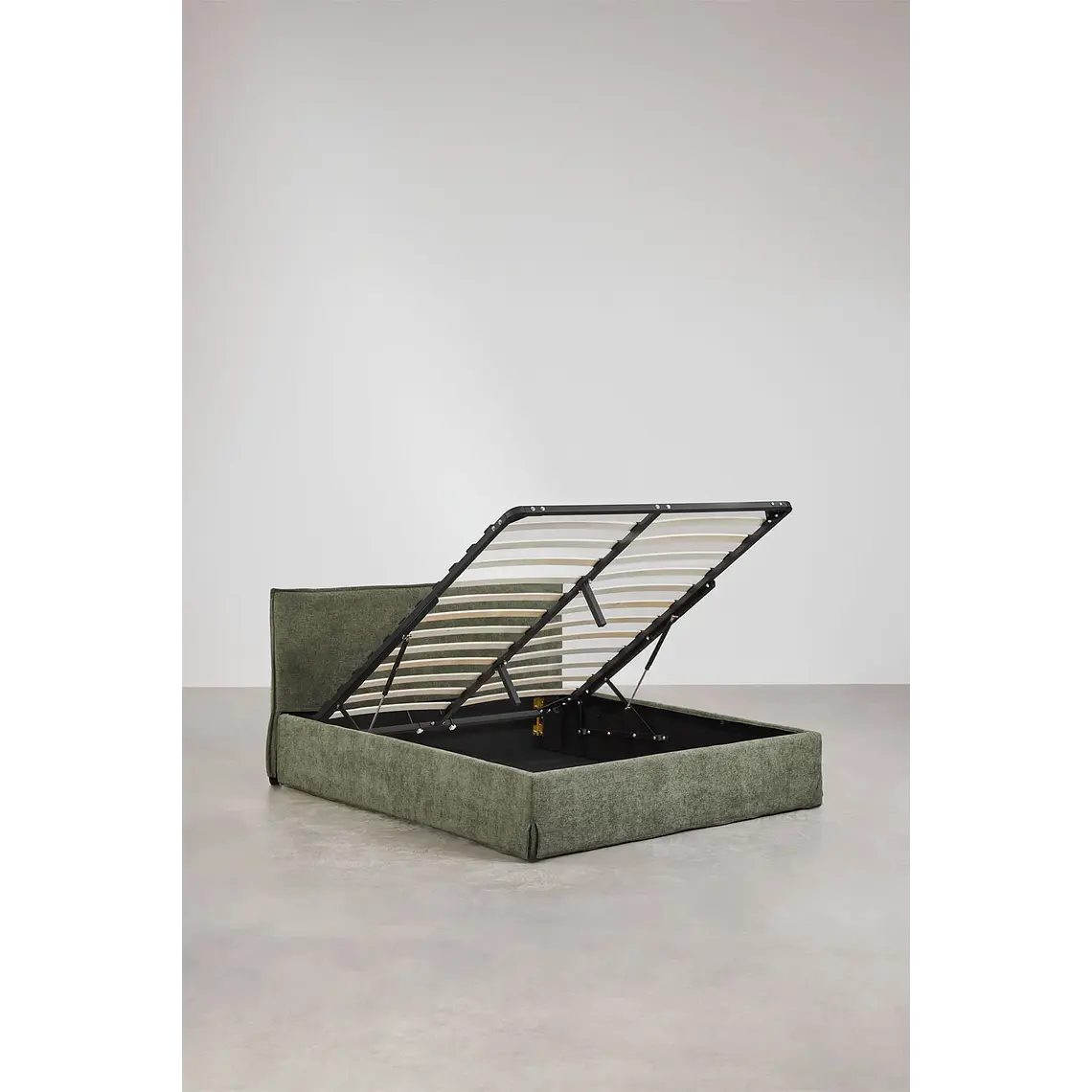 Cama Lorea Verde Salvia: Elegancia Orgánica y Almacenamiento Premium 5
