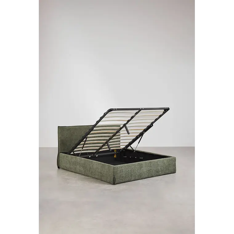 Cama Lorea Verde Salvia: Elegancia Orgánica y Almacenamiento Premium 5