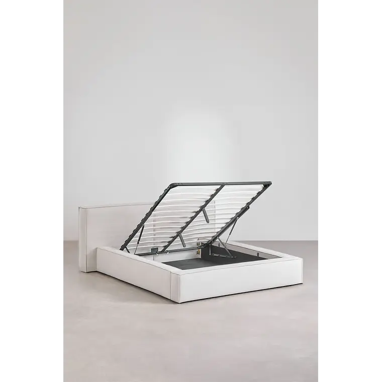 Cama Lunari: Confort Premium en Chenilla Blanco Roto 5