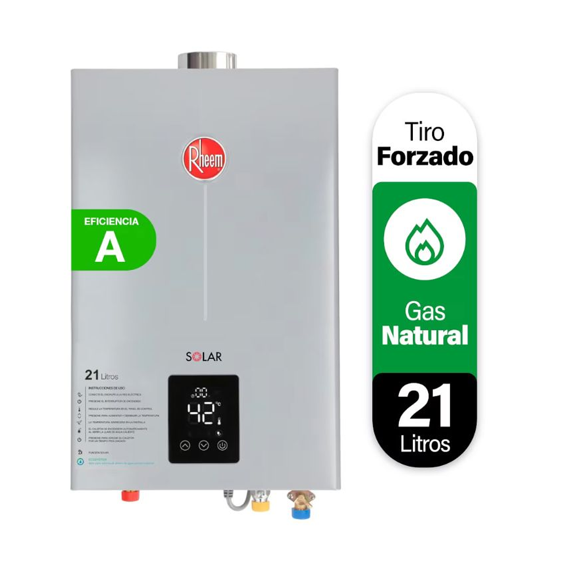Pack Calefont Rheem 21L. T.Forzado G.Natural + Kit 2