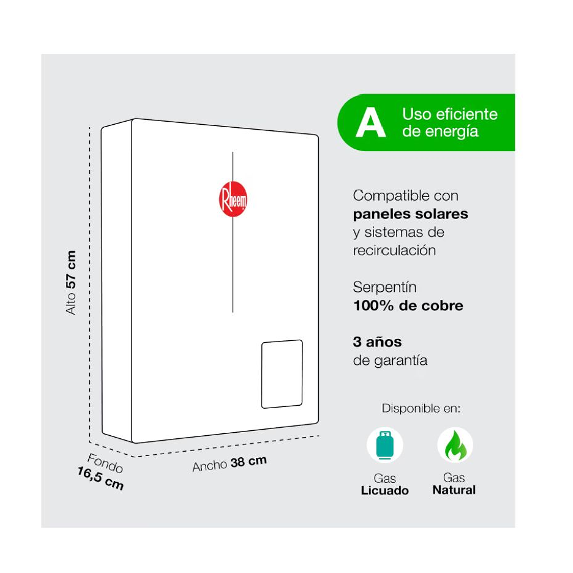Calefont Digital 21 litros Gas licuado Tiro Forzado con Control Remoto 6