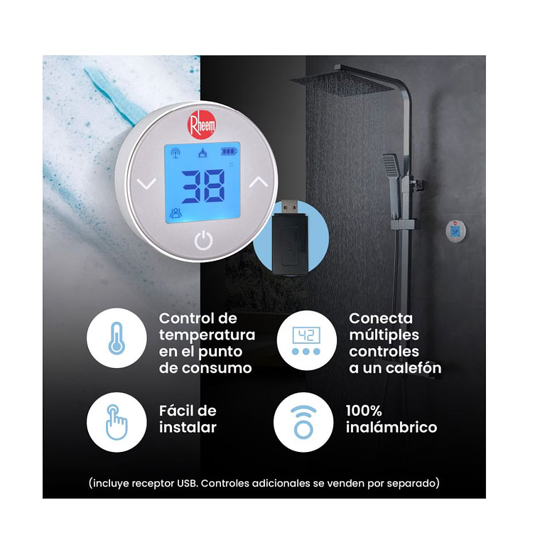 Calefont Digital 21 litros Gas licuado Tiro Forzado con Control Remoto 4