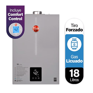 Calefont Digital 18 litros Gas licuado Tiro Forzado con Control Remoto