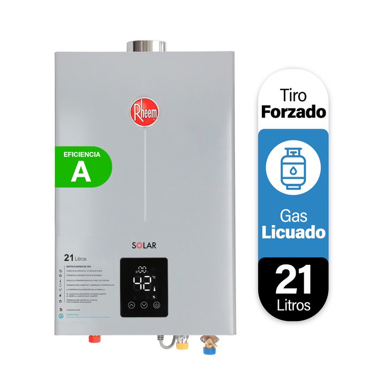 Pack Calefont Rheem 21L. T.Forzado G.Licuado + Kit 2