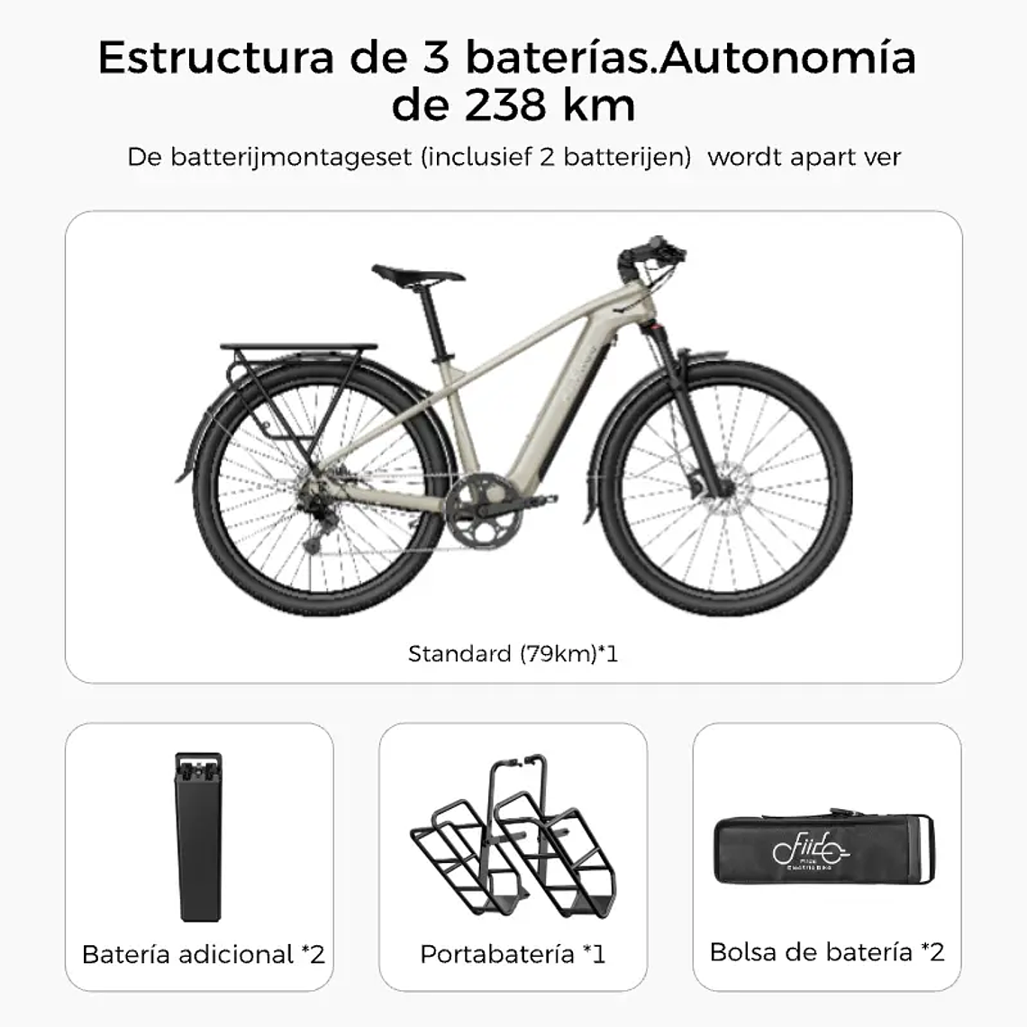 Bicicleta Eléctrica de Turismo Fiido Nomads Todo Terreno de Largo Alcance 10