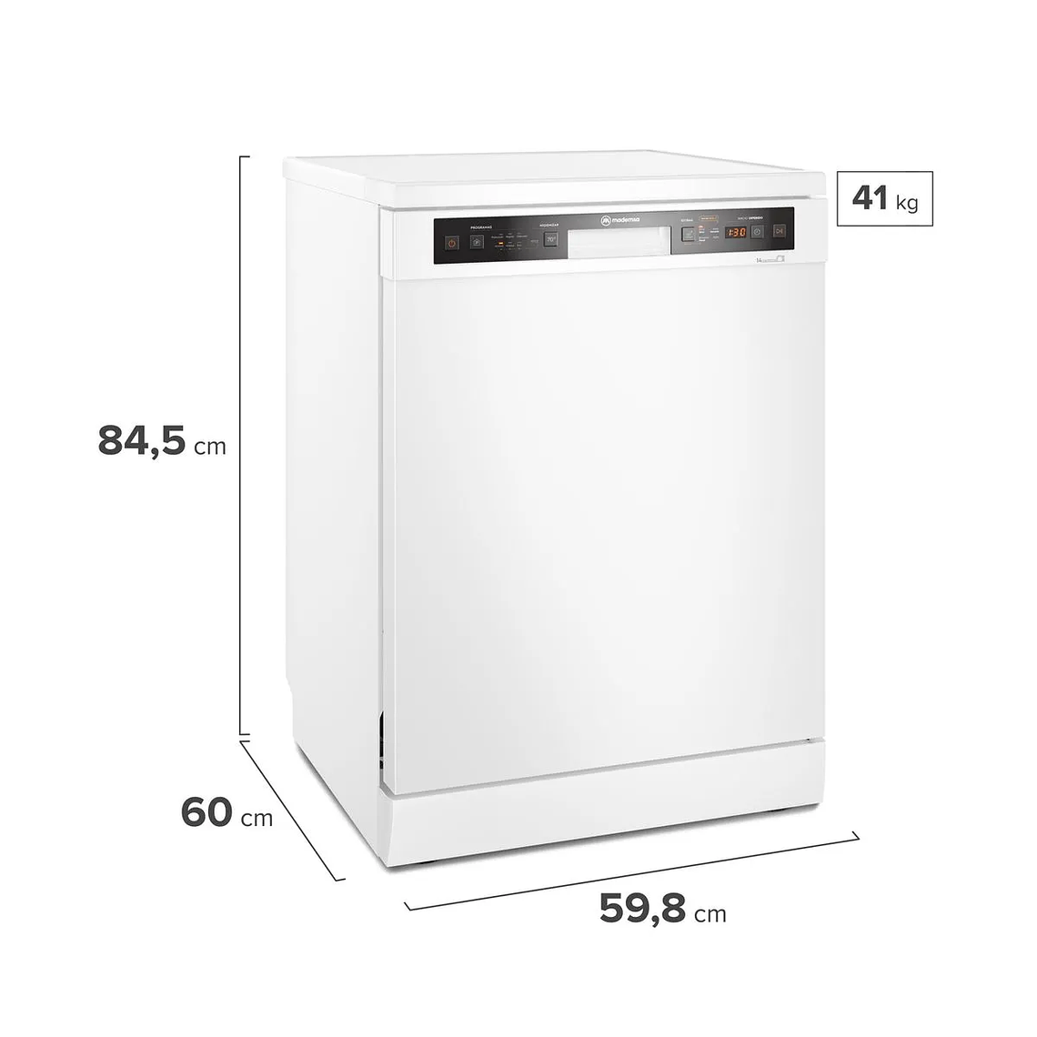Lavavajillas 14 Cubiertos Mademsa con Función Higienzar 70° y Panel Digital 14C BZG Blanca 2