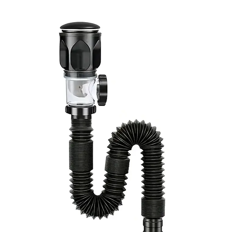 Desagüe universal con tubo sifón fexible para vanitorio Domsa WY020-Negro 1