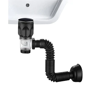 Desagüe universal con tubo sifón fexible para vanitorio Domsa WY020-Negro