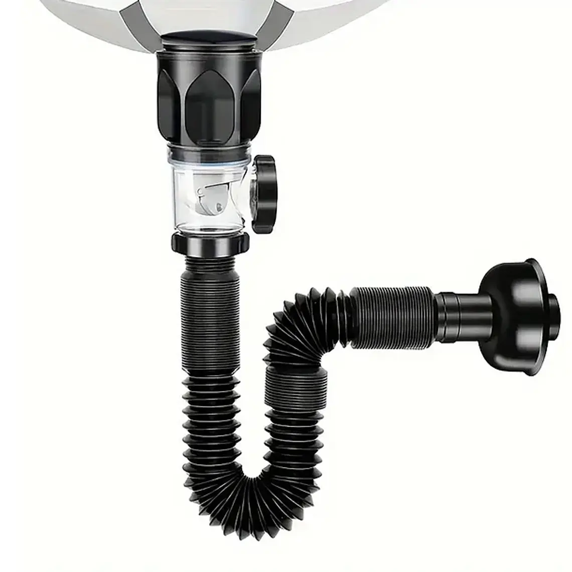 Desagüe universal con tubo sifón fexible para vanitorio Domsa WY020-Negro 3