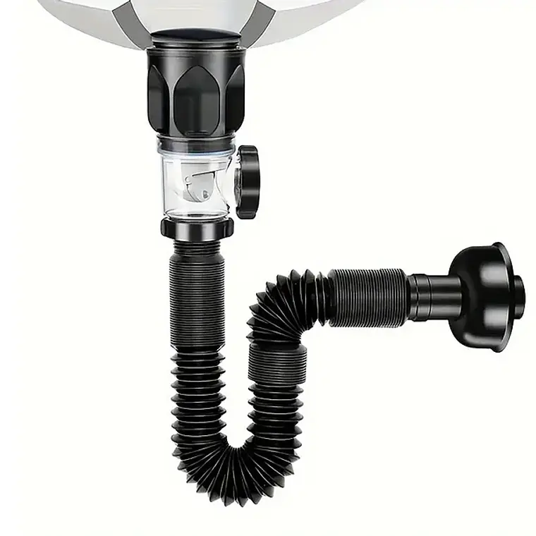 Desagüe universal con tubo sifón fexible para vanitorio Domsa WY020-Negro 3